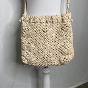 Vintage Crocheted Cotton Cream Purse